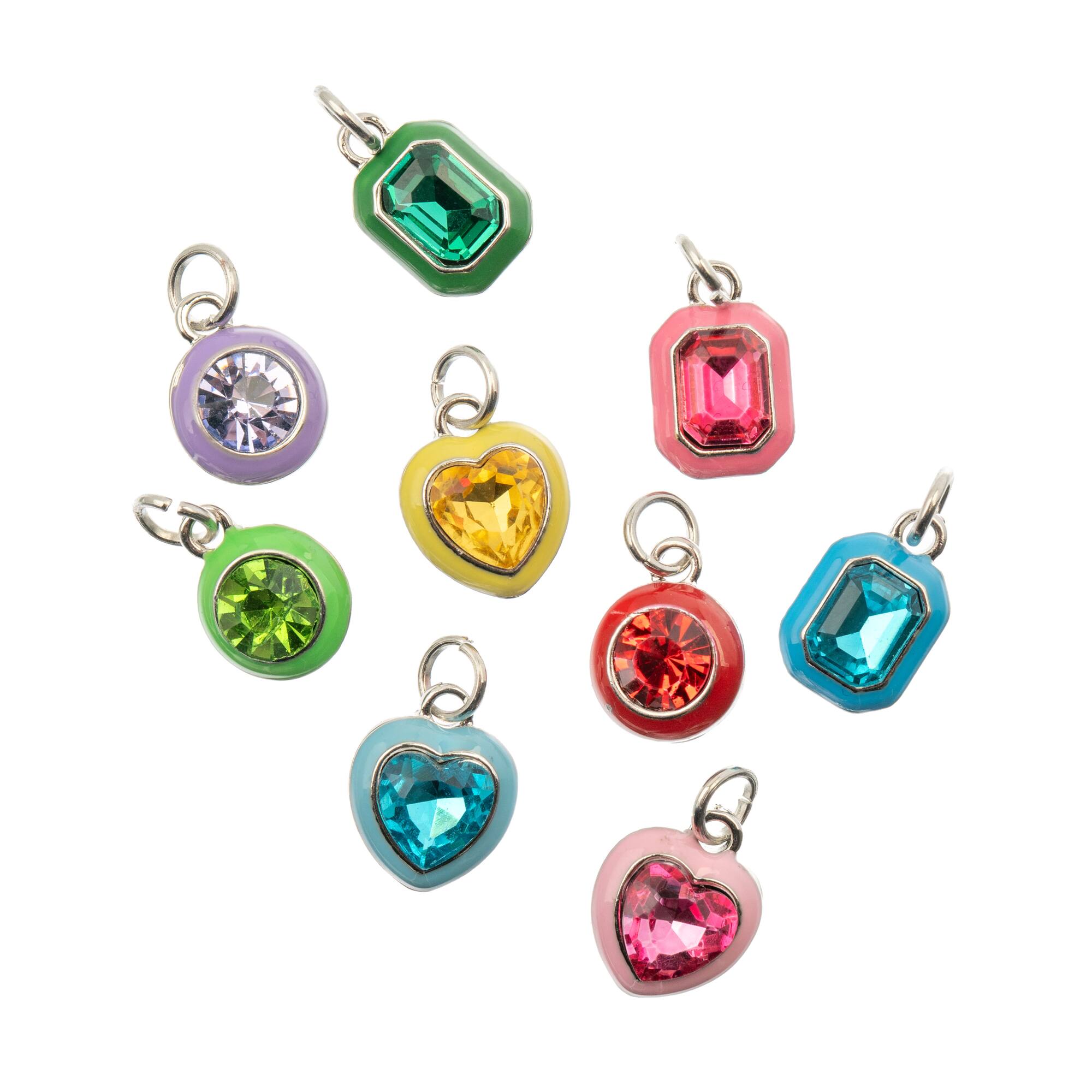 Crystal Lane DIY Silver Enamel Rhinestone Charms, 9ct.